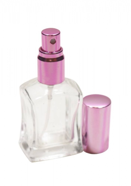 Parfümflakon 15ml inkl. Alu-Zerstäuber und kappe rosa eckig